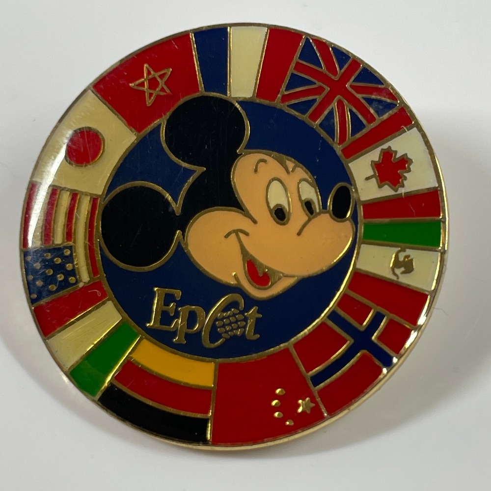 Disney Epcot Mickey Mouse Pin Vintage 2000 Millennium World Showcase Flags